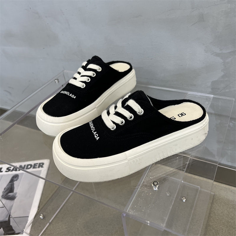 CCA-Limited Time Offer-Black and Panda Canvas 2023 Summer Breathable Half Drag Casual Little White Shoes XZ-1561