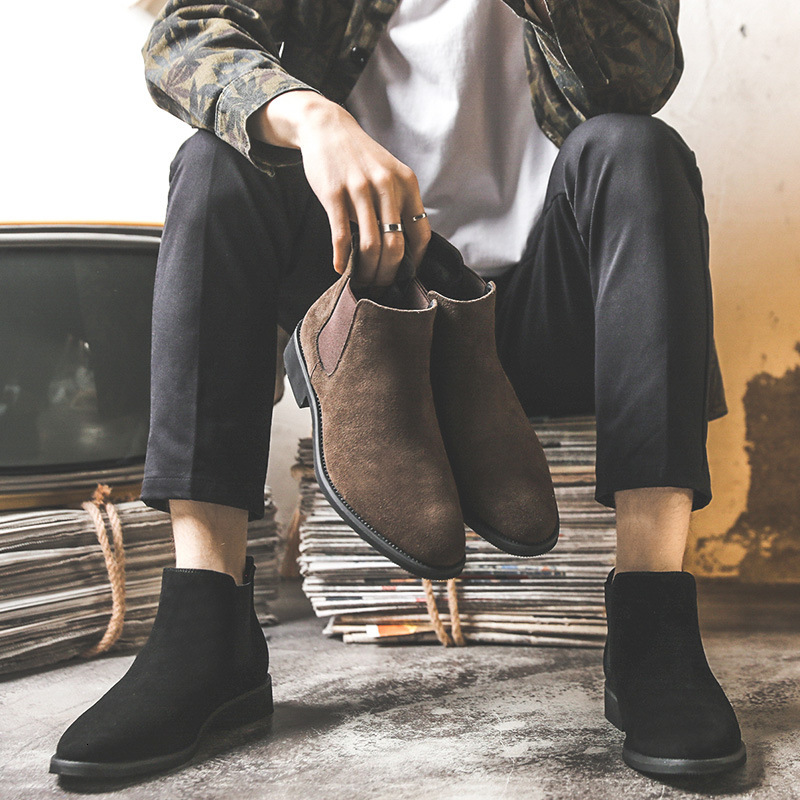 2024 Elevator 6Cm 8Cm Invisible Inner Increase Man Height Increasing Shoes Suede Leather Men Boots