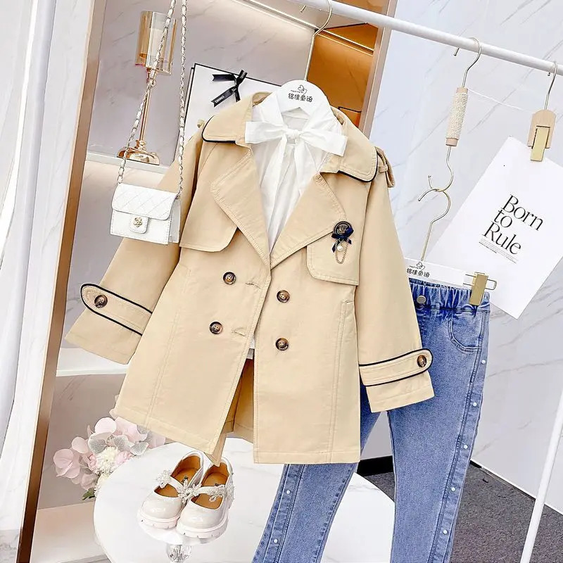 Baby Kids Fall Teenage Elegant Trench Princess Kids Formal Lady Elegant Outwear 5-12T 240710