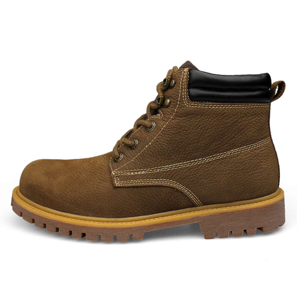 Men Genuine Work Boots Without Steel Cap Outdoor Natural Leather Hiking Trekking Shoes Plus Big Size 48 49