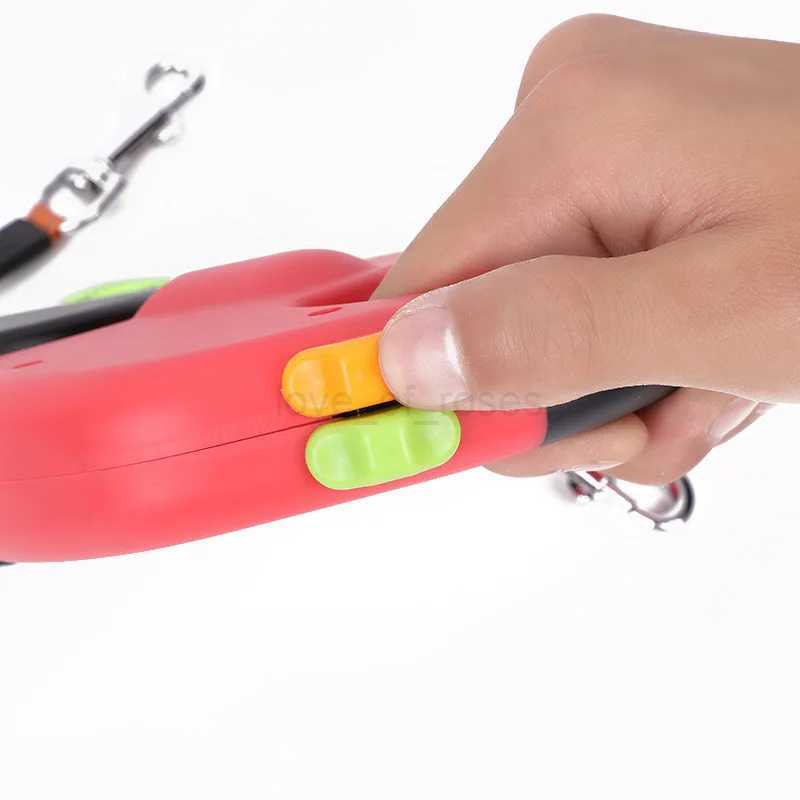 One-to-two Dog Rope Automatic Retractable Reflective Dog Leash Medium Small Dog Teddy Pomeranian 2-in-1 Double-Headed Dog WalkerM240718
