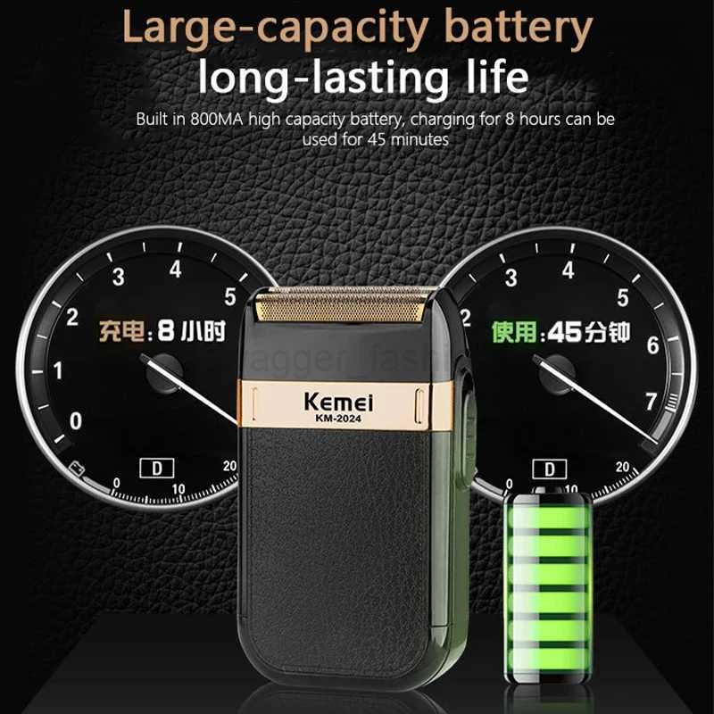 Kemei USB Charging Electric Shaver Additional Cutter Head Reciprocating Twin Blade Razor Shaver Beard Trimmer KM-2024B240709