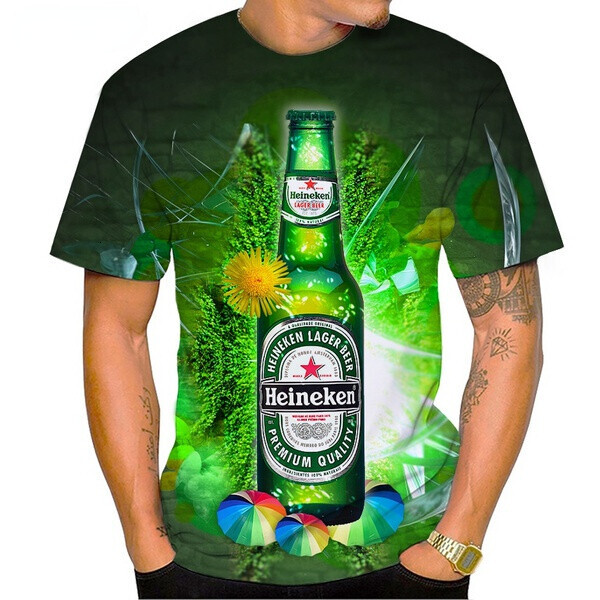 Summer Beer 3D Print T-Shirt Men's Quick Dry Crew Neck Short Sleeve Top Oversized Casual Clothes