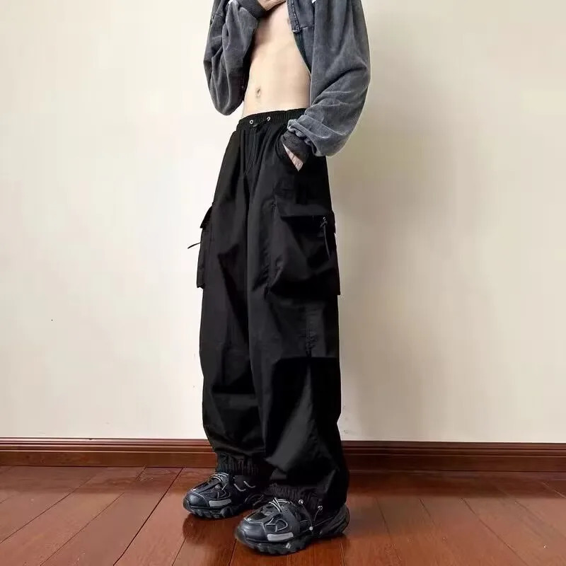 Y2K Cargo Pants Streetwear Men Women Casual Solid Pockets Baggy Wide Leg Trousers Harajuku Hippie Joggers Sweatpants Pantalones 240717
