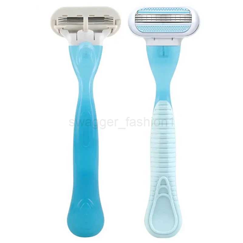 Stainless Steel Womens Razor Hair Trimmer Shaver Facial RazorWith Safety Cover 8 Blade Refills And 1 Knife HandleB240709