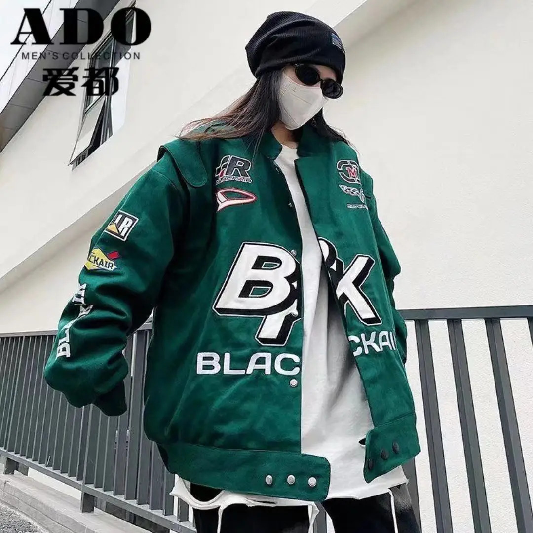 Autumn Winter Jackets for Men Racer Biker Baseball Uniform Varsity Bomber Clothing Male Racing Women Loose Hip Hop Cotton Coat 240716