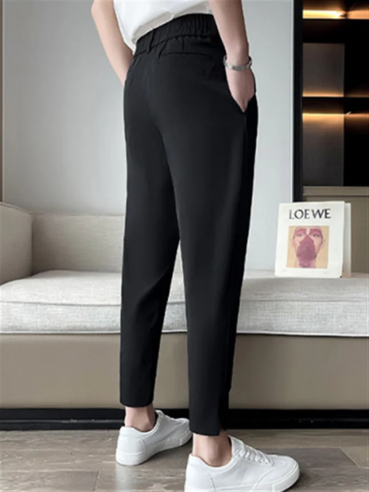 Elegant Casual Blazer Pants Men Korean Fashion Slim Formal Trousers Male Black Dress Pants Classic Suit Pants White Harem Pants 240708