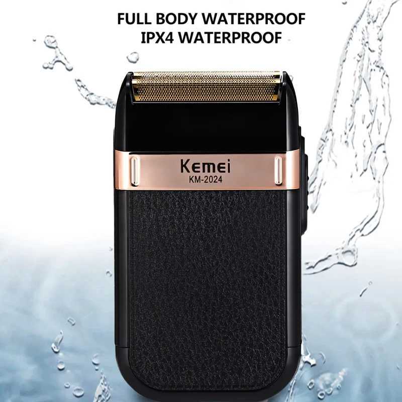 Kemei Electric Shaver For Men Fashionable Mens Leather Shell Waterproof Rechargeable Professional Beard Trimmer Razor KM-2024B240709