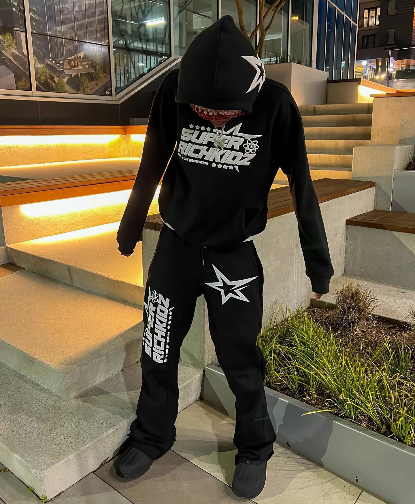Harajuku y2k tops Men Tracksuit Hooded Pullover Sweatpants Sports Suit woman Casual High Street Sportswear 90s Streetwear Sets 240708