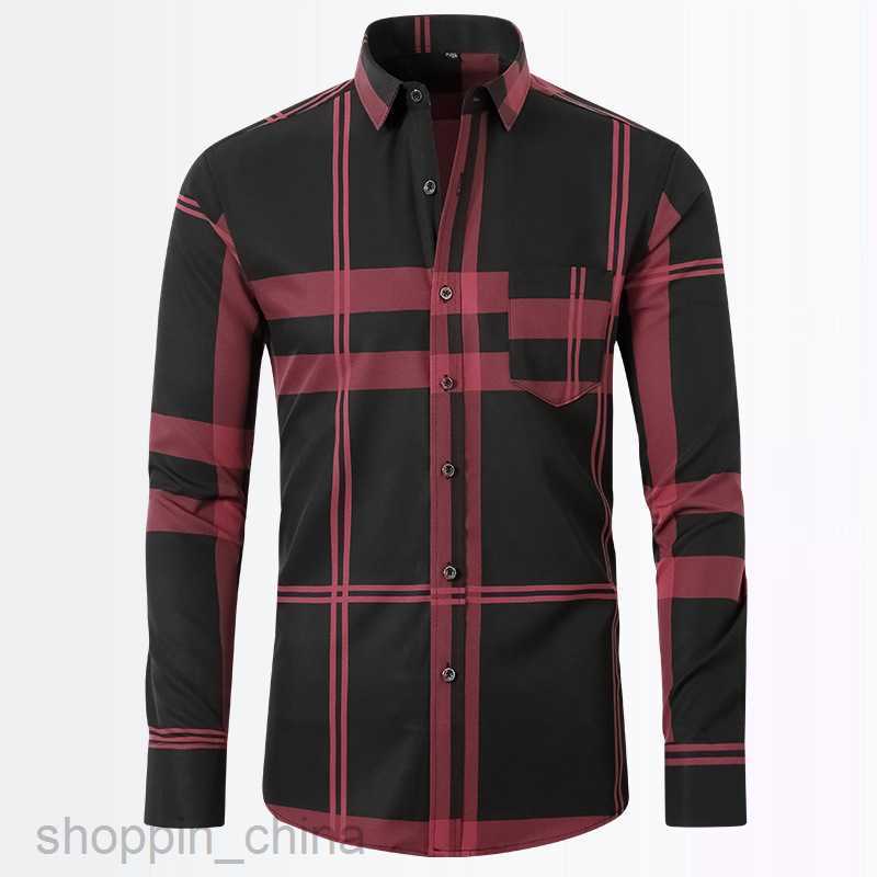 Mens Casual Shirts Elastic shirt Men's long sleeved men's gold stamping shirt Men's thin slim shirt tops