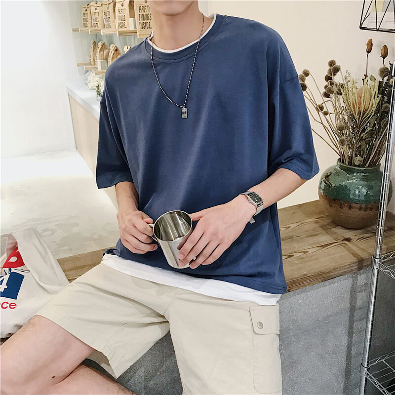 t shirt Men Oversize Korean Short Plus Size Half Sleeve t-shirts Plain Clothes Fashion Tops T-shirt bu man shirts