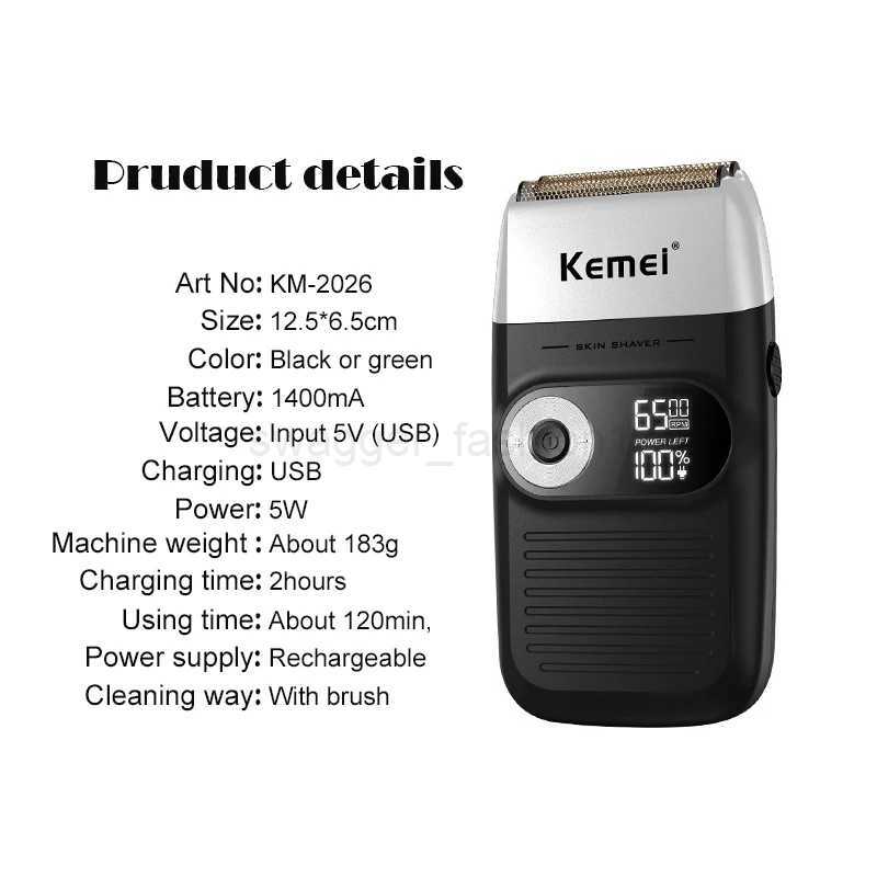 Kemei Electric Shaver Men Rechargeable Beard Shaver Electric Razor Floating Barber Hair Trimmer Face Care Shaving MachineB240709