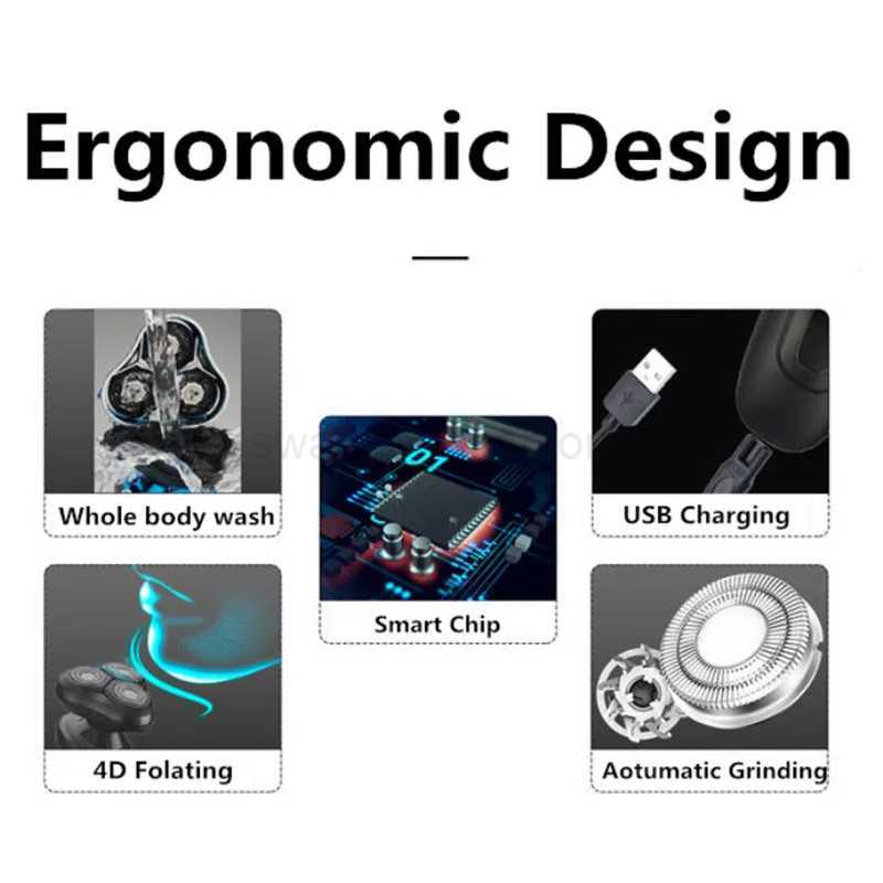 Electric Razor Electric Shaver Rechargeable Shaving Machine Cleaning Beard Razor for Men Wet and Dry Waterproof Washable ZN1159B240709