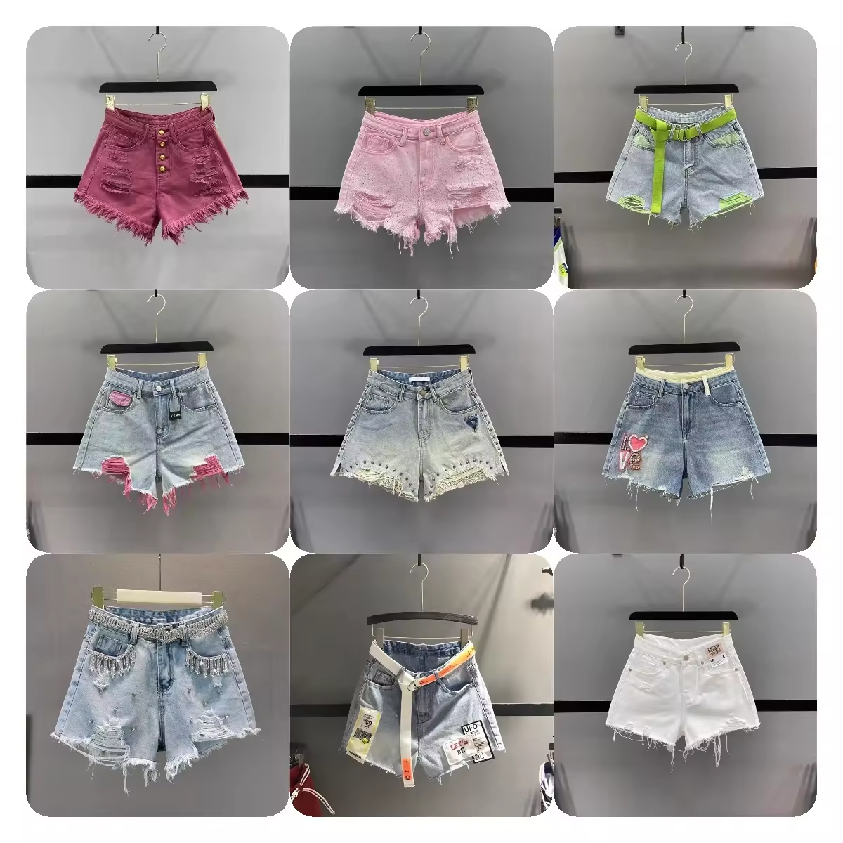 2024 new hot short jeans wholesale printed large size women's fashion denim shorts