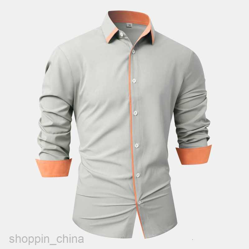 Mens Casual Shirts New Men's Splicing Color Contrasting Long Sleeve Shirt Large Fashion Casual Shirt for Men tops