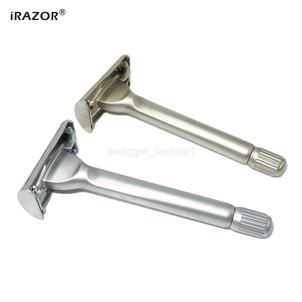 iRAZOR New Heavy Stainless Steel Butterfly Design Double Edge Safety Razor with 10pcs Blades for Mens Grooming Gift SetB240709