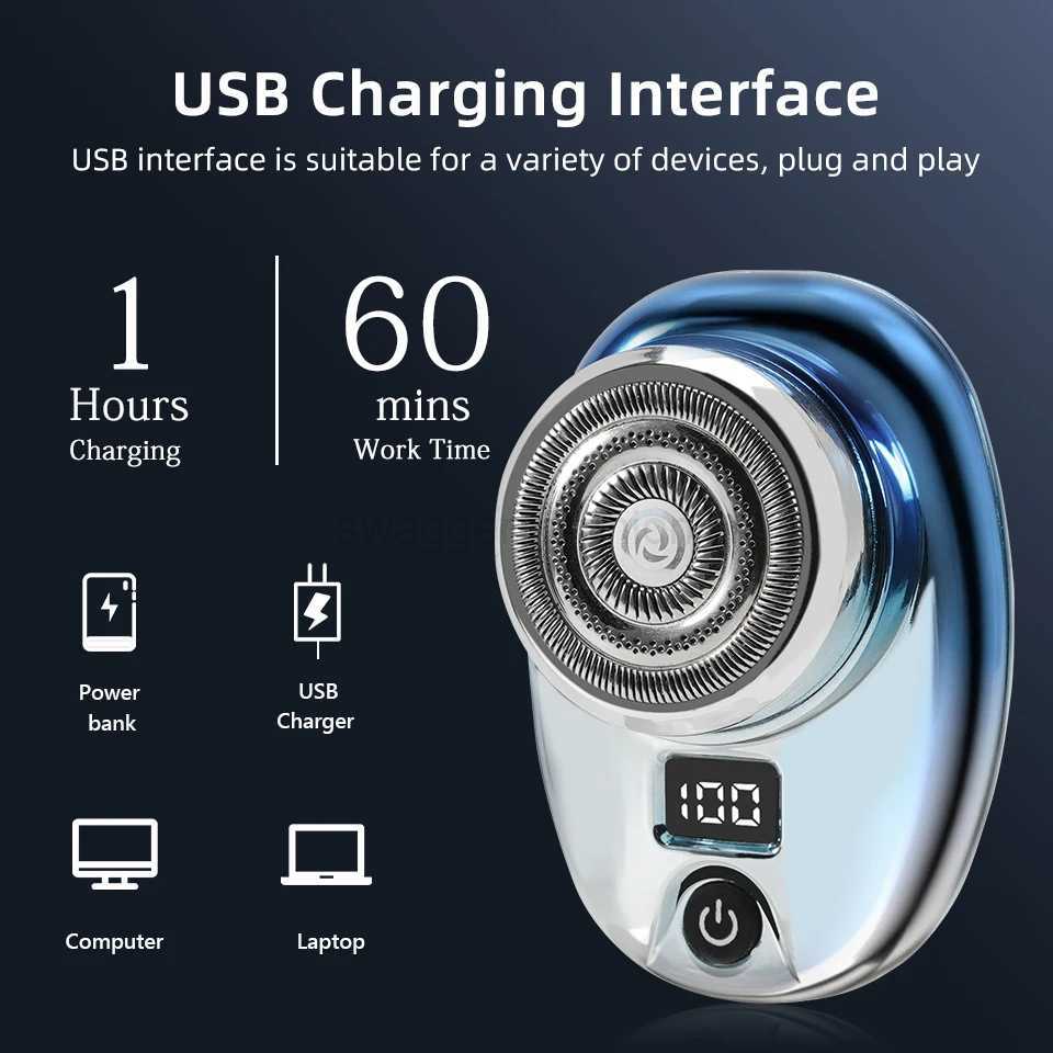Mini Electric Razor Wet and Dry Washable Razor Fast Charging Digital Display Portable Electric Shaver 1 Hour Charge Time UpgradeB240709