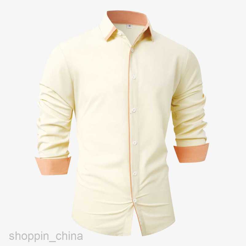 Mens Casual Shirts New Men's Splicing Color Contrasting Long Sleeve Shirt Large Fashion Casual Shirt for Men tops