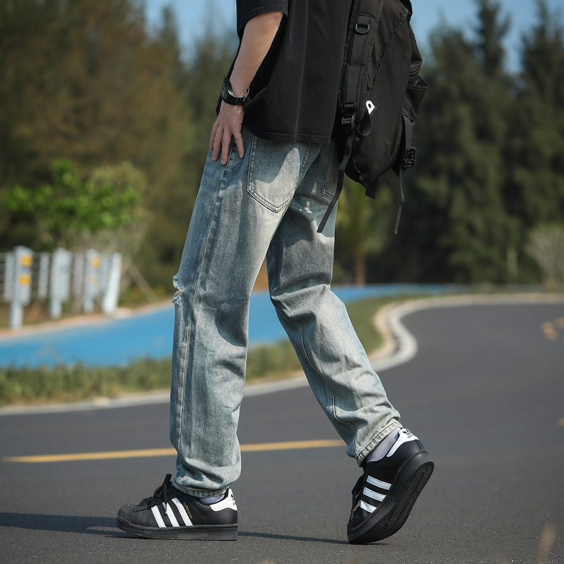 Jeans Thin Straight Loose Men's Ice Silk Wide Legs Summer Casual Long Pants
