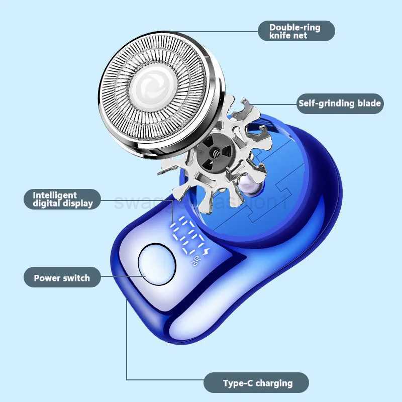 Mini Electric Shaver for Men Portable Beard Knife TYPE-C Charging Shavers Face Body Razor with Digital Power DisplayB240709