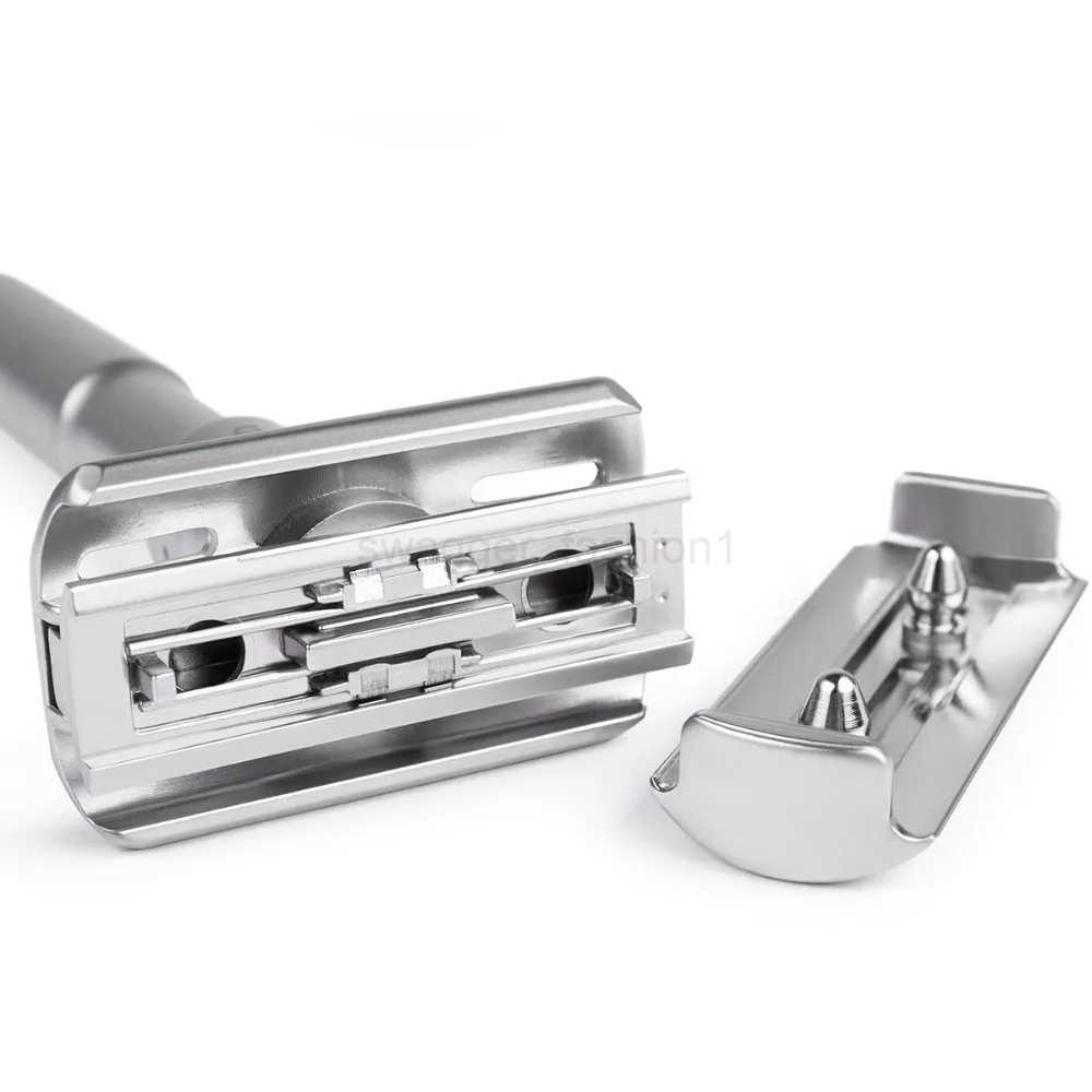 New Adjustable Safety Razor Mens Folding Shaving Double Edge Classic Safety With 5 PCS Titanium Coated Blades Shaver Razor BladeB240709