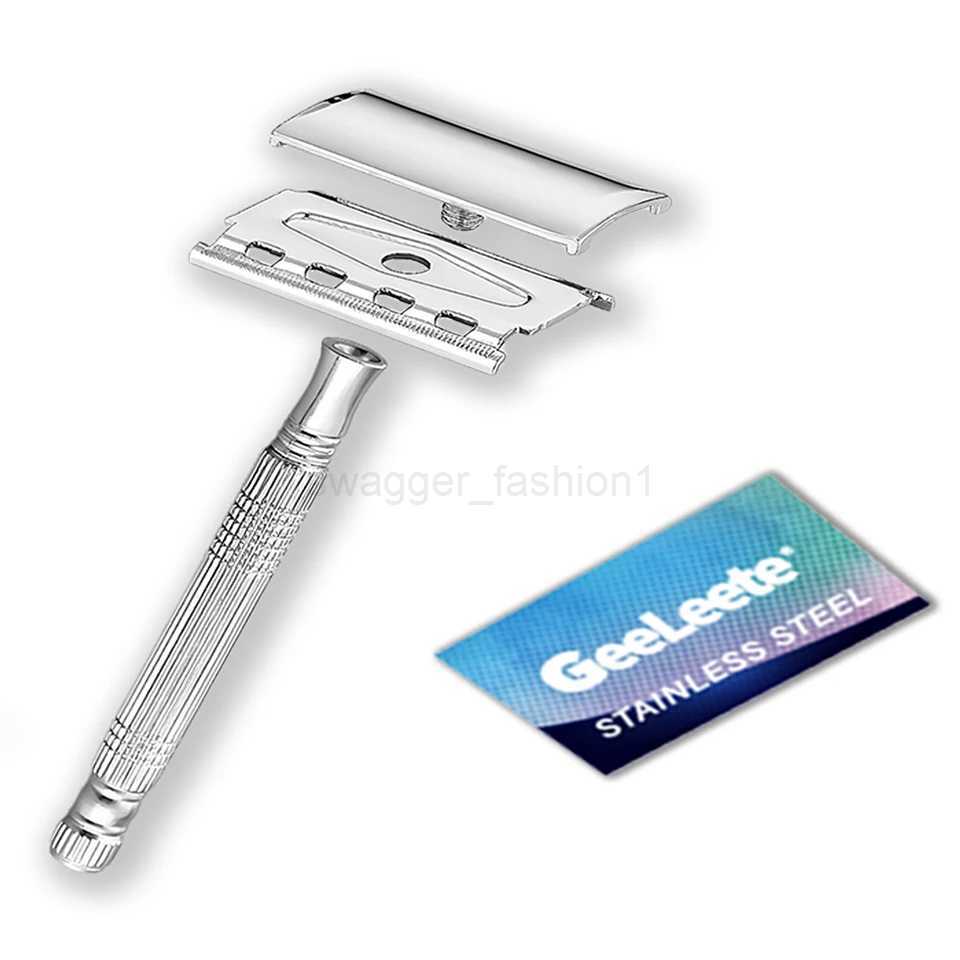 Stainless Steel Manual Safety Razor Set for Men Barber Shaver Hair Beard Remove Tool Double Edge Barbeador Razor with 1 BladeB240709