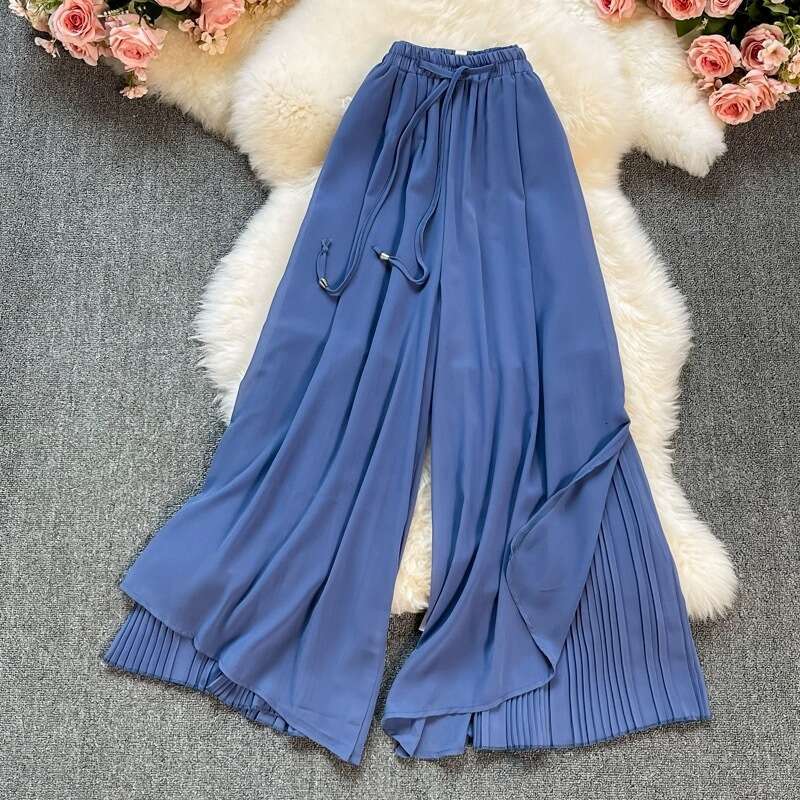 Elastic Waist Drape Wide for Women's Summer New Chiffon Straight Leg Trouser Thin Loose Casual Pants Jeans for Pregnant Women Waterproof Trousers
