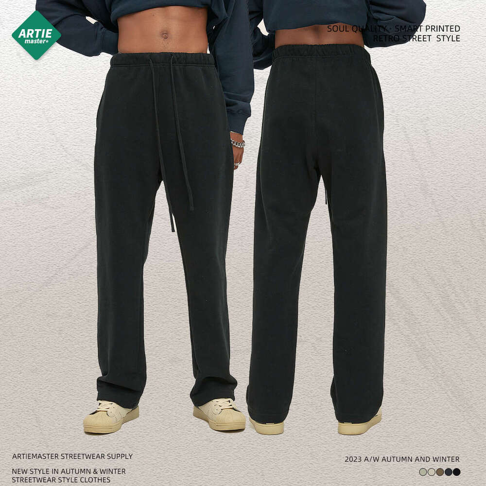 | 2023 New Street Fashion Brand Smith Velvet Loose Drawstring Casual Straight Wide Leg Pants Overalls Plaid Trousers Waterproof Trousers Man