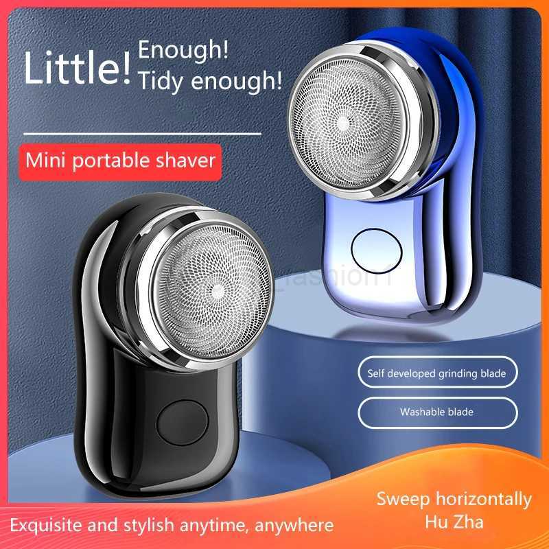 1Pc Mini Shaver For Men Travel Pocket Size Electric Shaving Washable Rechargeable Cordless Trimmer Knives Face Beard RazorB240709