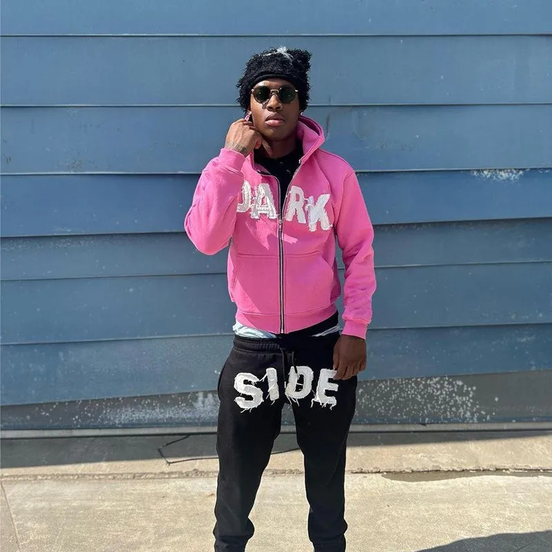 Y2K American Letter Printed Jacket High Streetwear Fashion Oversized Hoodie Men Retro Punk Casual Pullover Sweatshirt Top 240708