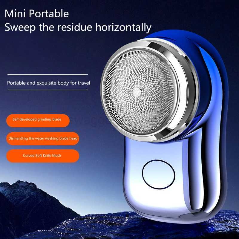 1Pc Mini Shaver For Men Travel Pocket Size Electric Shaving Washable Rechargeable Cordless Trimmer Knives Face Beard RazorB240709