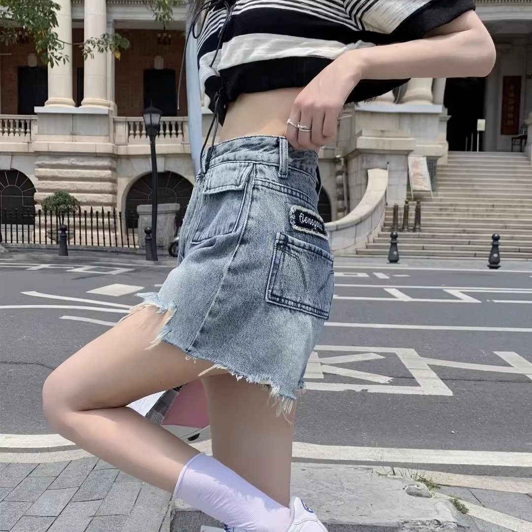 High waisted tassel fringed denim shorts women, 2024 summer collection, vintage style, sexy for hot girls, A-line wide leg pants