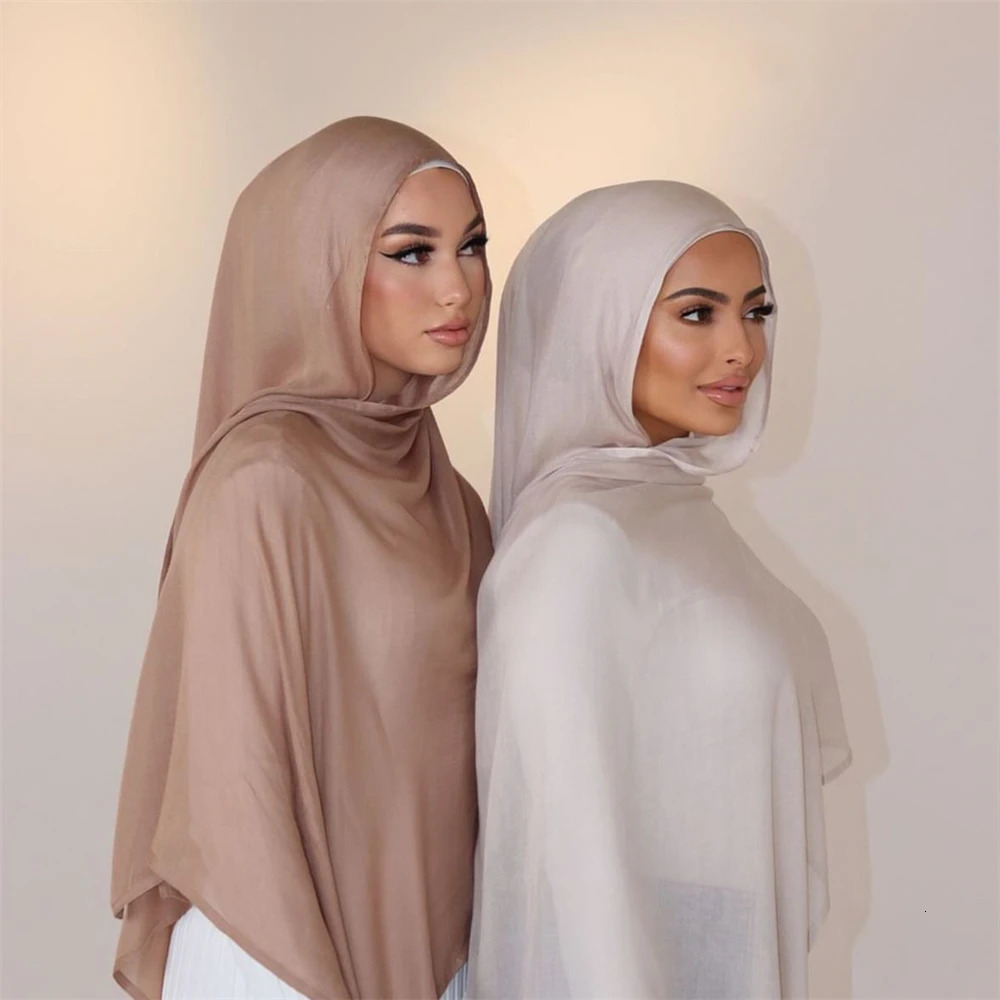 Soft 100%Viscose Solid Color Scarf Fashion Wide Edge Thin Hijabs High Quality Foulard Femmes Musulmane Headscarf Voile Jersey 240717