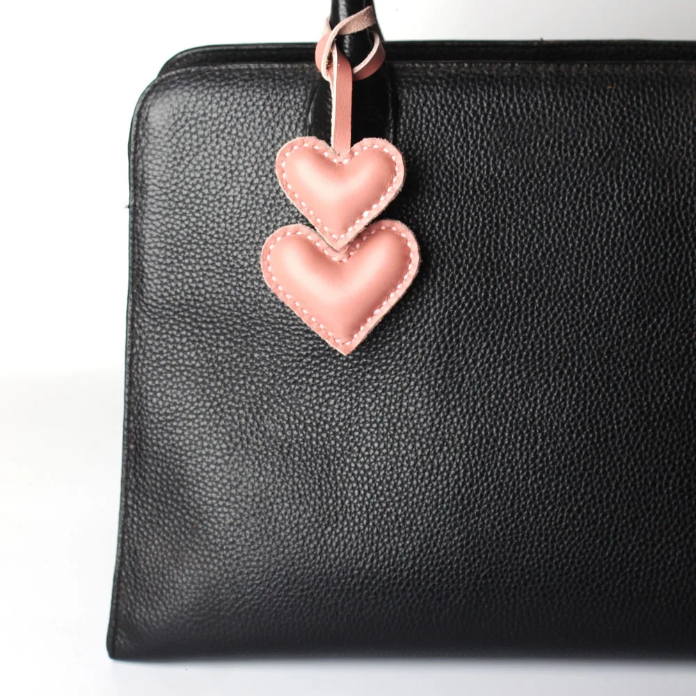 Cute Handmade Genuine Real Leather Apple Heart Star Fruit Car Keychain Animal Key Chain Women Bag Pendant Accessories 240713