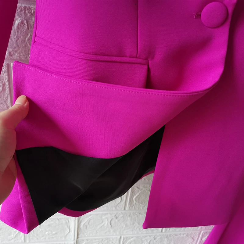 Blazer Pantsuits Two Piece Set Office Ladies Women Yellow Purple Business Single Buttons Flared Pants Formal Suit 240712