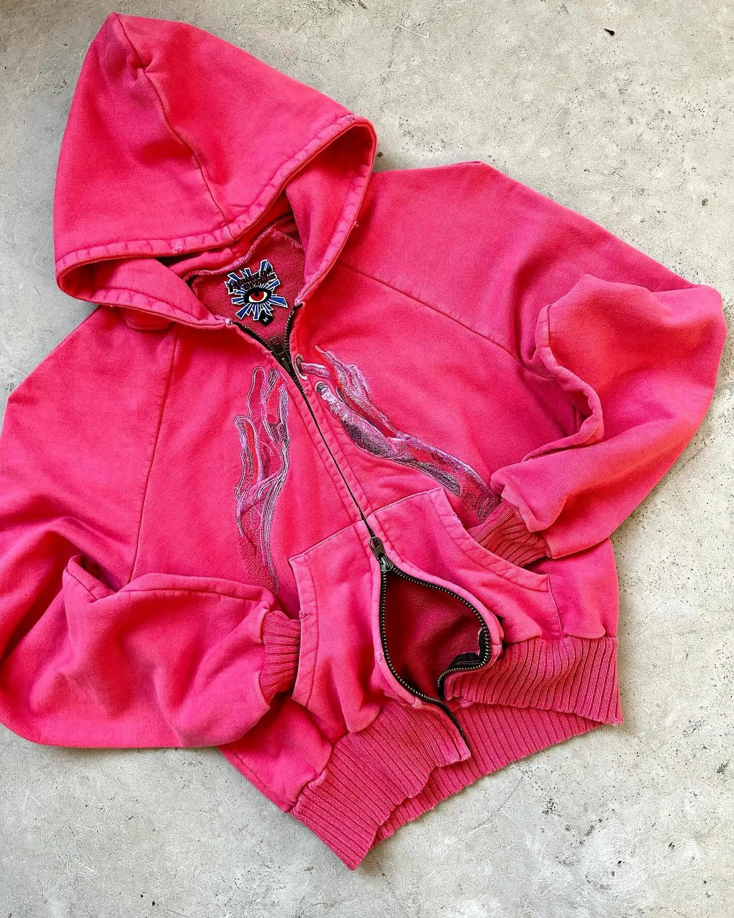 Goth Sweatshirt Zip Up Hoodie Y2k Plus Velvet Harajuku Hip Hop Oversized Pattern Hooded Tops Men and Women Hoodies Streetwear 240708