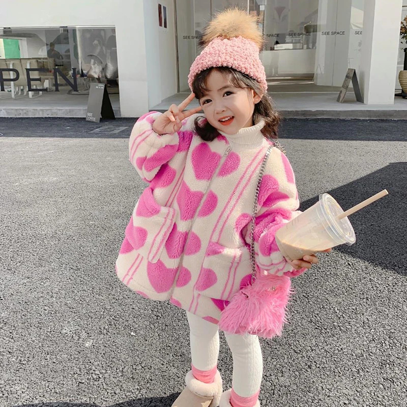 2 3 4 5 6 7 8 Years Plush Girls Jacket Autumn And Winter Keep Warm Outerwear Fashion Little Princess Christmas Coat Kids Clothes 240717