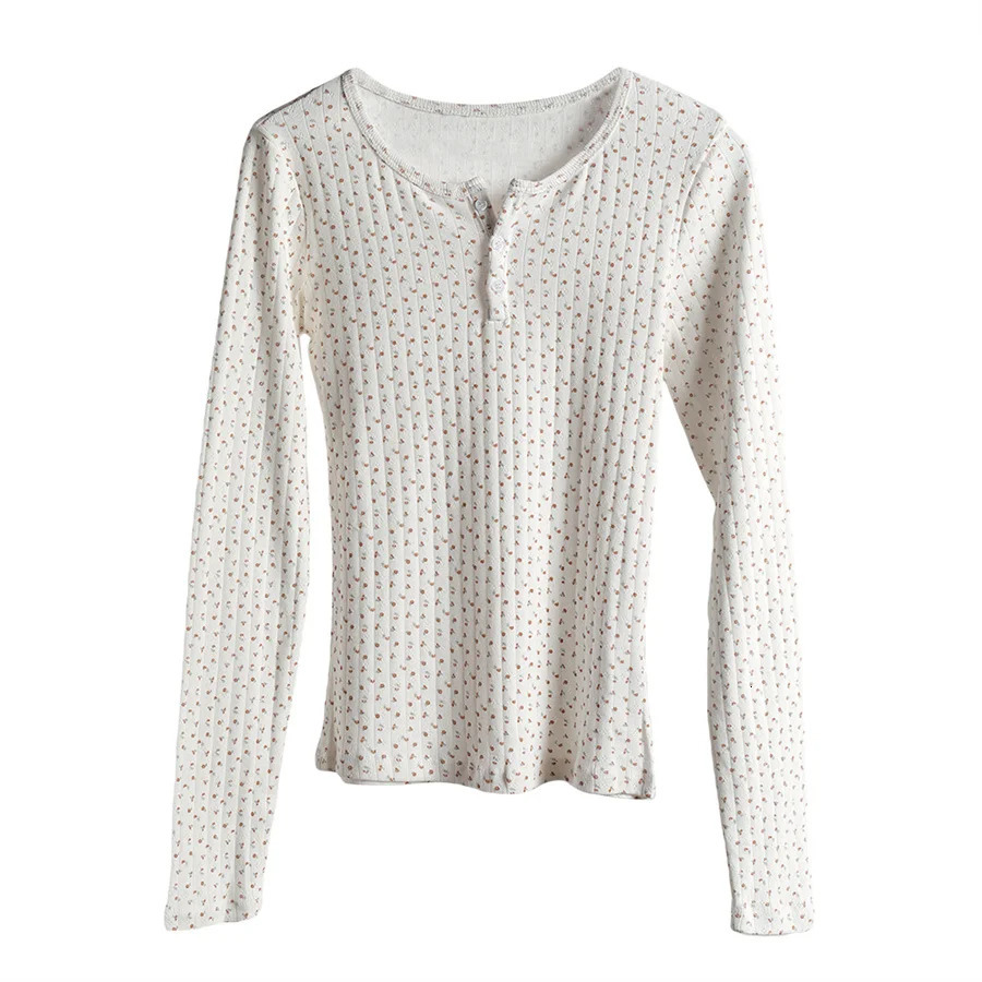 Vintage Floral 2 Piece Set y2k Fairy Cottage Button O Neck Long Sleeve T-shirt Shorts 90s Kawaii Lounge Matching Suits 240716