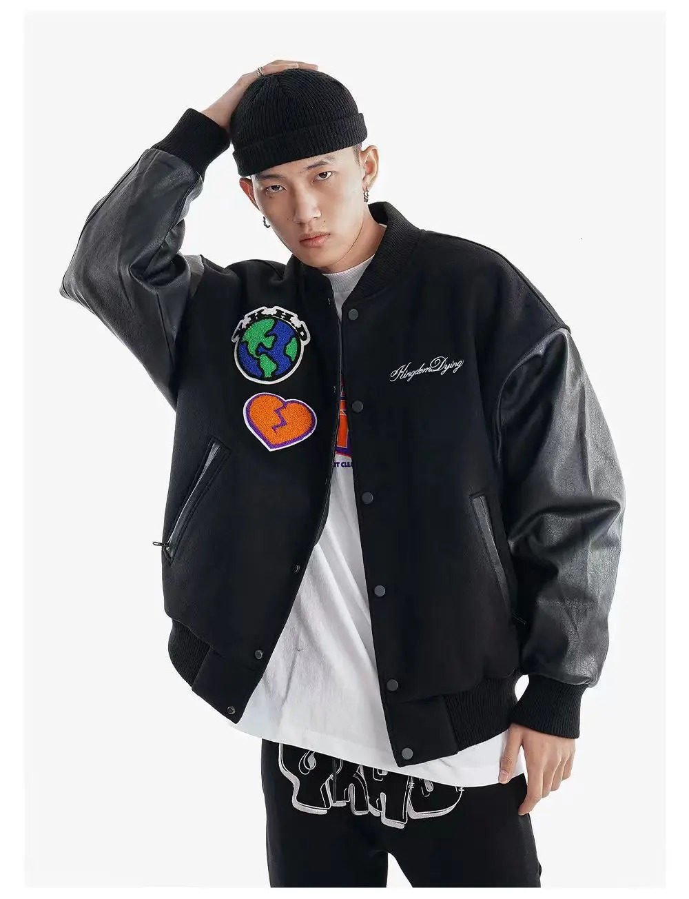 VIntage Baseball Uniform Men Winter Collage Varsity Jackets Embroidery Faux Leather Sleeves Women Bomber Woolen Coat Padded 240716