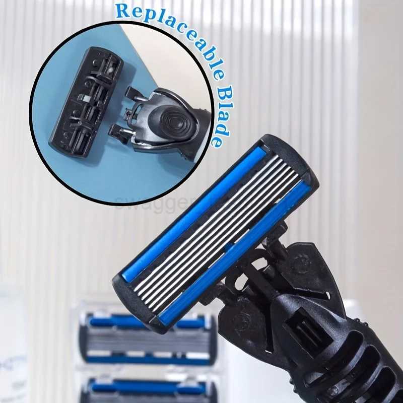 6-Layer Razor Head Manual Shaver Stainless Steel Classic Double Edge Blade Razor Safety Vintage Shaving Beard Moustache ManualB240709