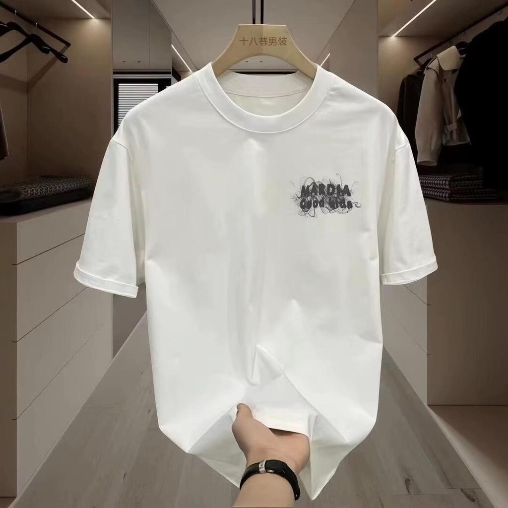 Korea COD, free shipping, 2024 trendy Kuala Lumpur store, 100% pure cotton printed street American trend short sleeved T-shirt, men's a COD