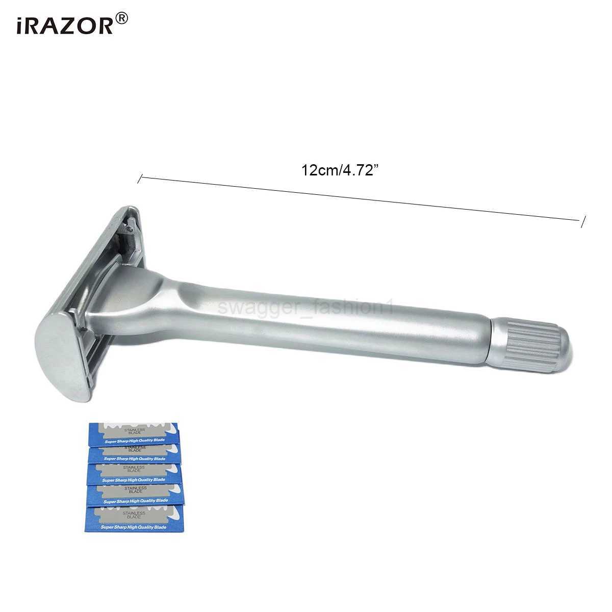 iRAZOR New Heavy Stainless Steel Butterfly Design Double Edge Safety Razor with 10pcs Blades for Mens Grooming Gift SetB240709