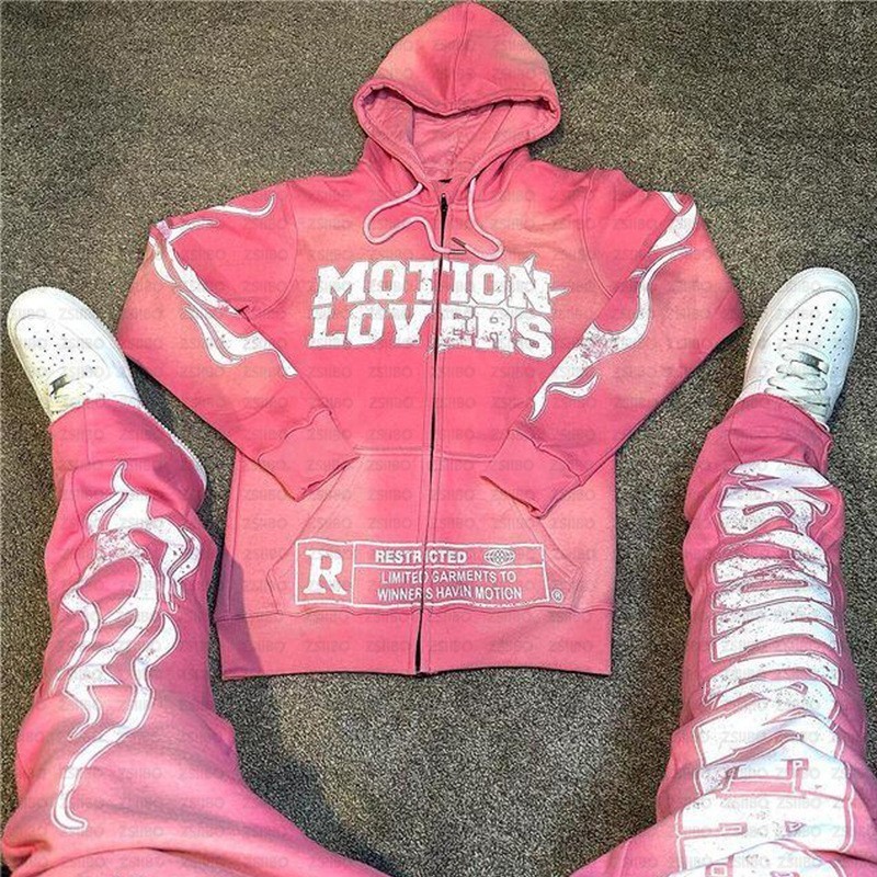 MOT10NLOVERS Hiphop Mens Casual Fashion Sportswear Twopiece Set Harajuku Street Clothing Super Dalian Hoodie Y2k 240601
