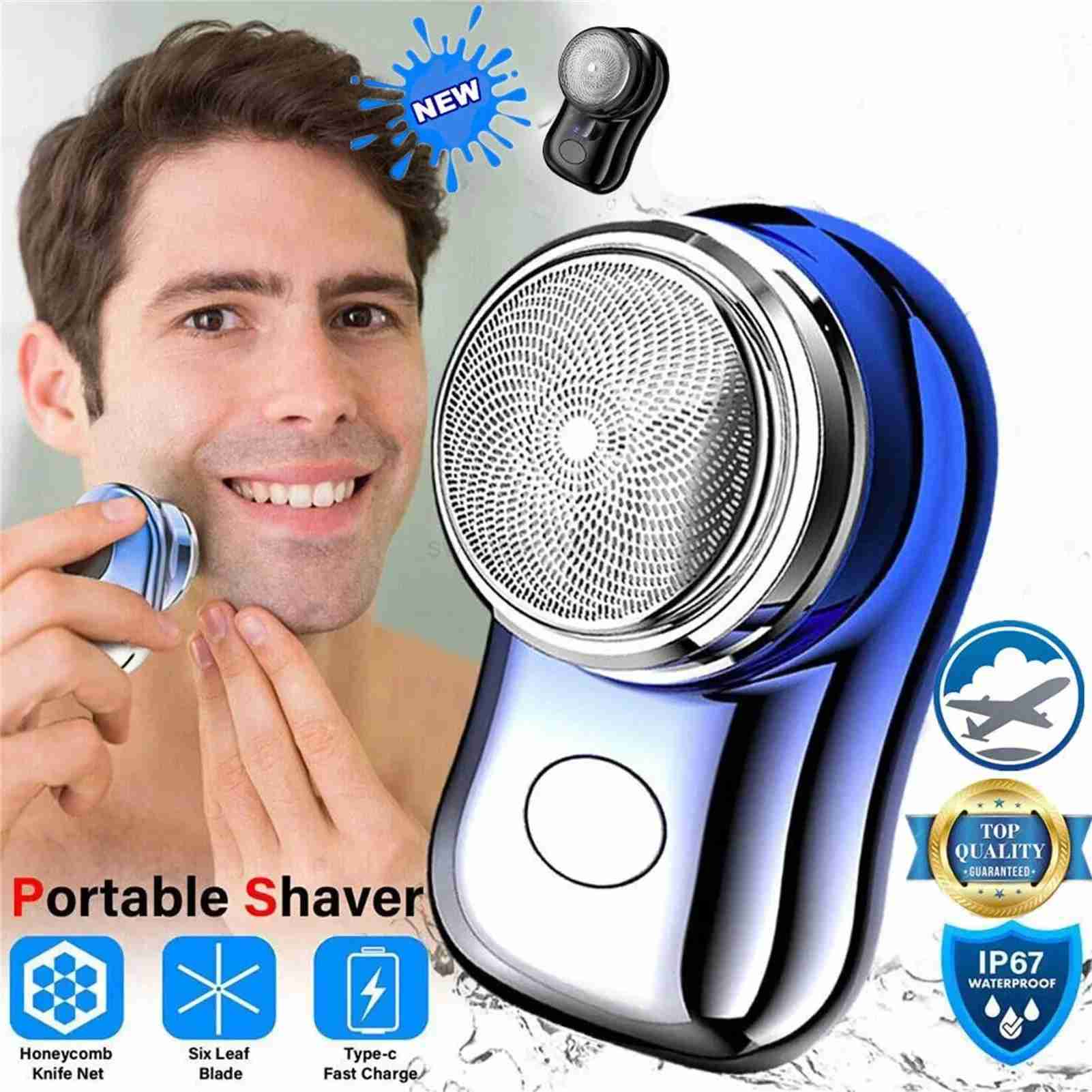 1pc-Upgraded 6-Blade Portable Electric Shaver Ideal for Travel with Rechargeable Mini Design for MenB240709