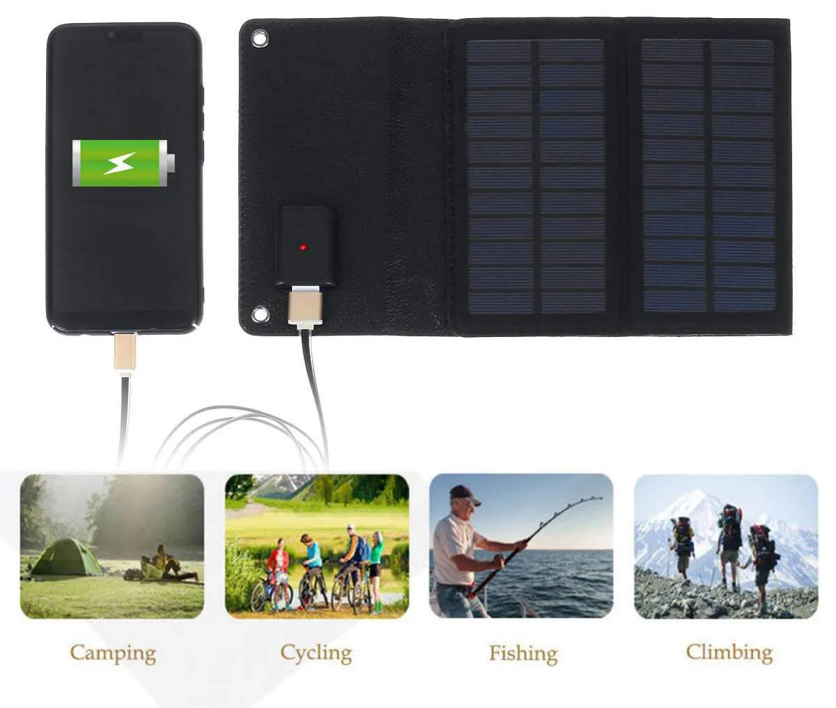 600W Foldable Solar Panel Phone Charger 5V Panels Plate USB Power Bank for Cell Camping Emergency y240711
