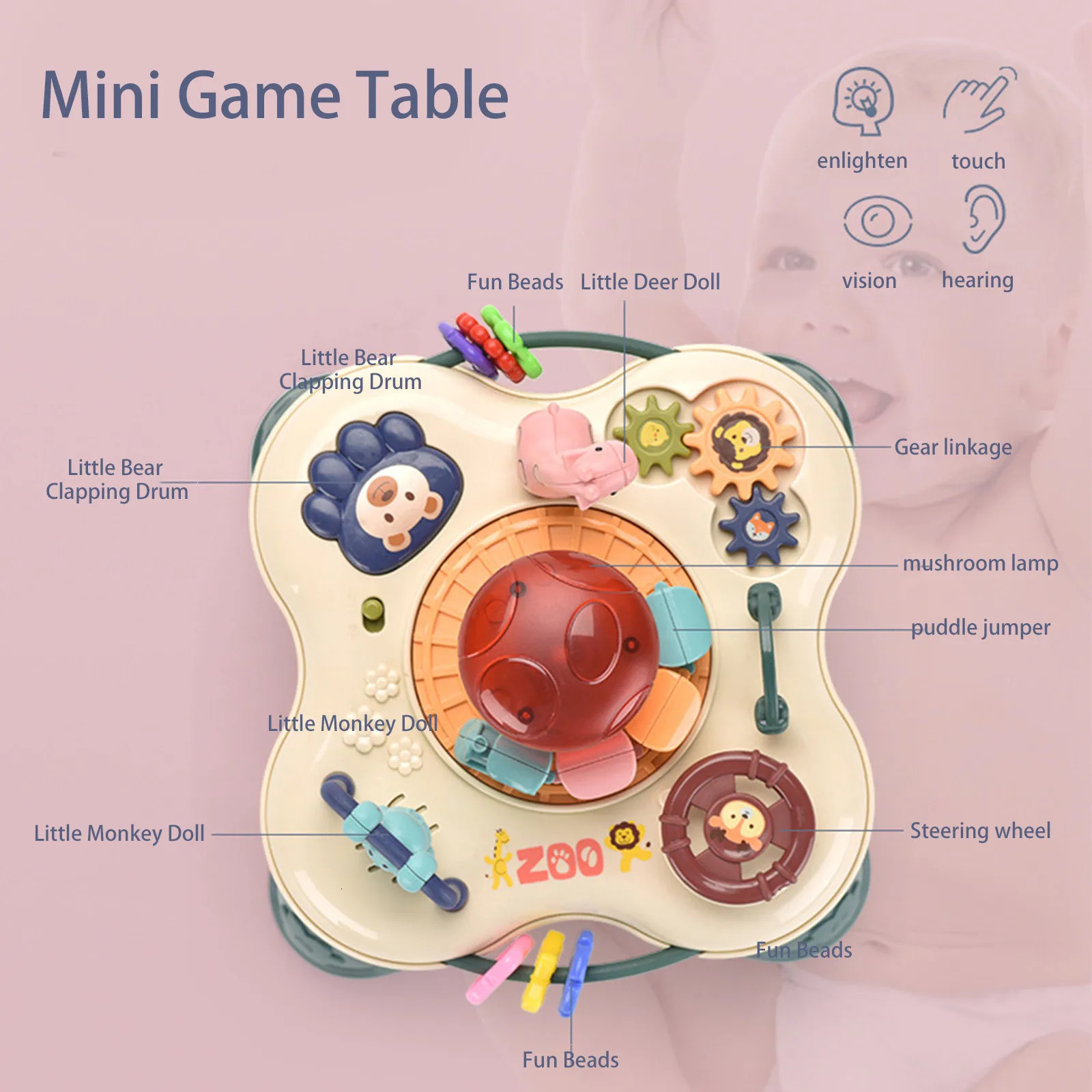 Baby activity table toys music sounds cute baby activity toys educational skills learning music games childrens gifts 240702