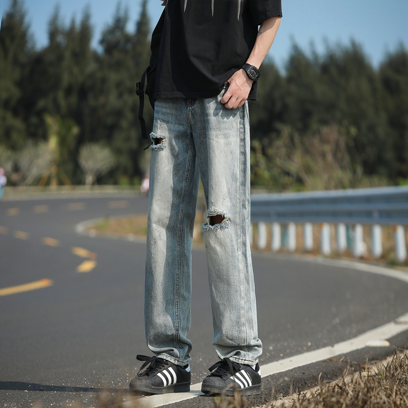 Jeans Thin Straight Loose Men's Ice Silk Wide Legs Summer Casual Long Pants