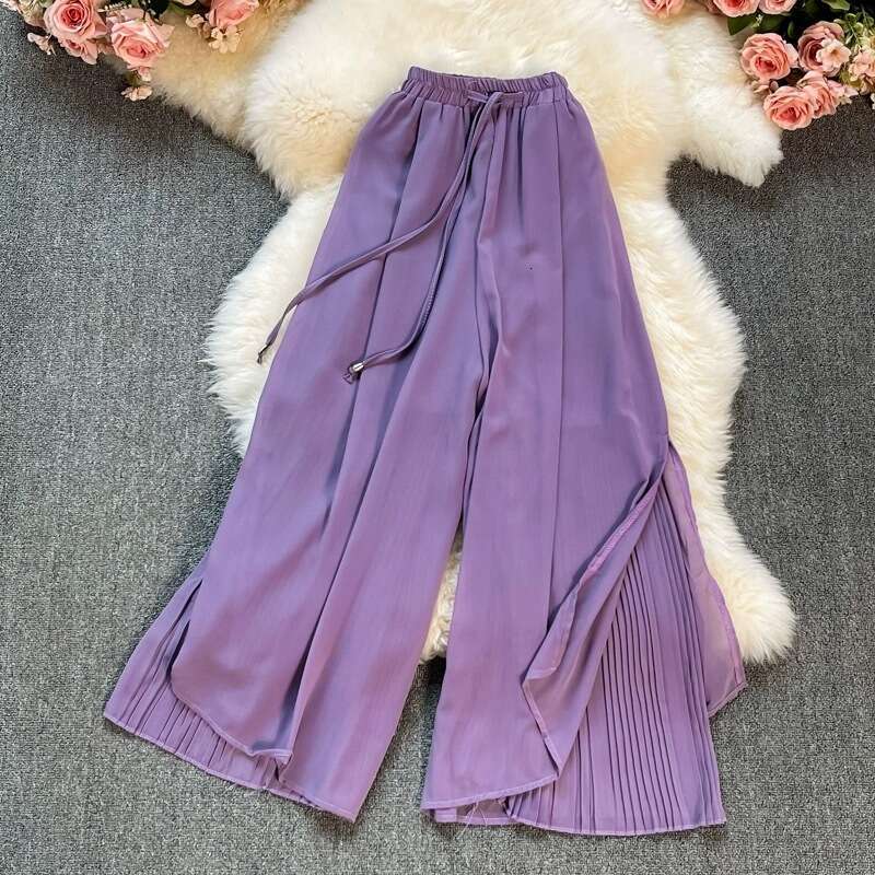 Elastic Waist Drape Wide for Women's Summer New Chiffon Straight Leg Trouser Thin Loose Casual Pants Jeans for Pregnant Women Waterproof Trousers