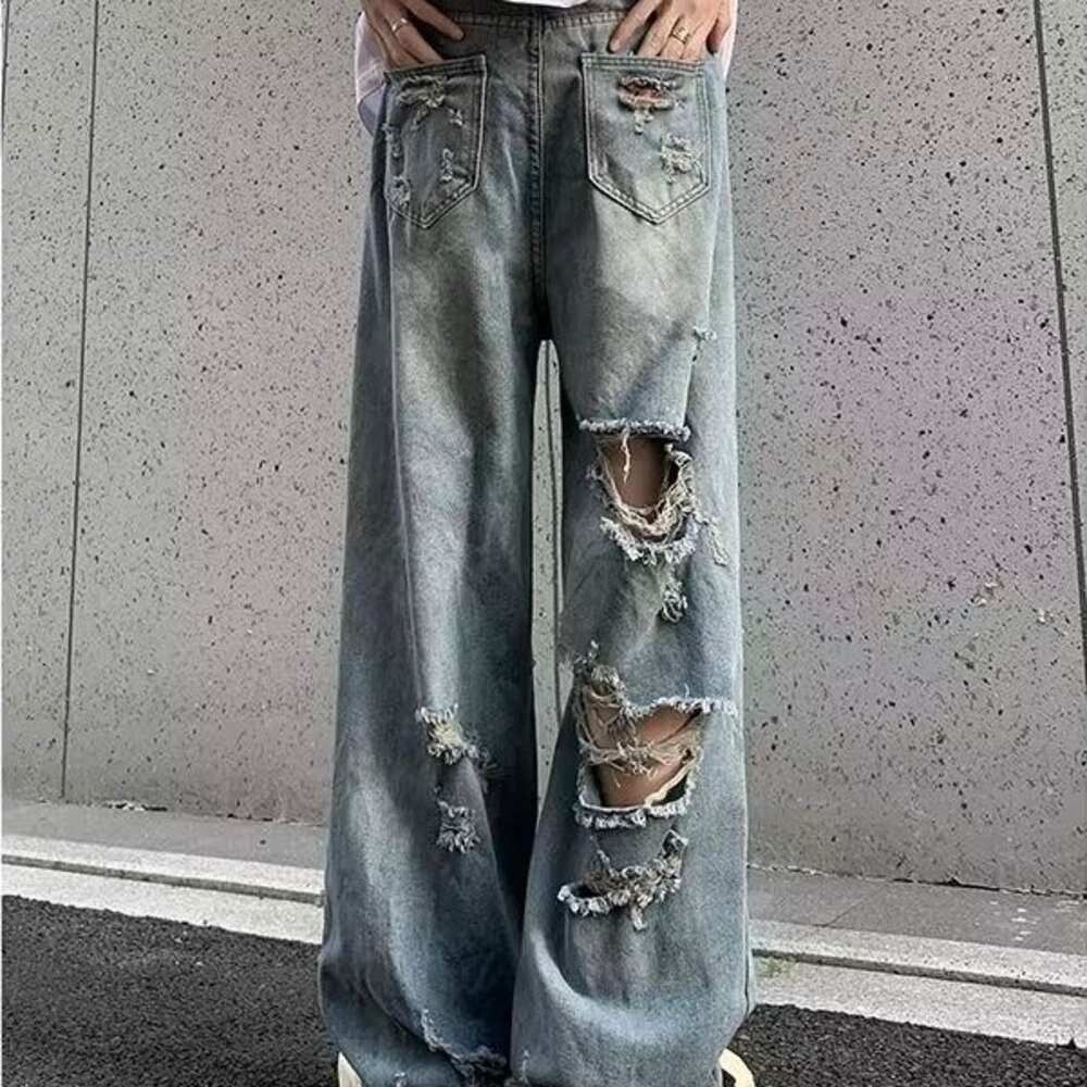 2024 American High Street Pants, Rascal Handsome, ripped jeans, unisex beggar pants