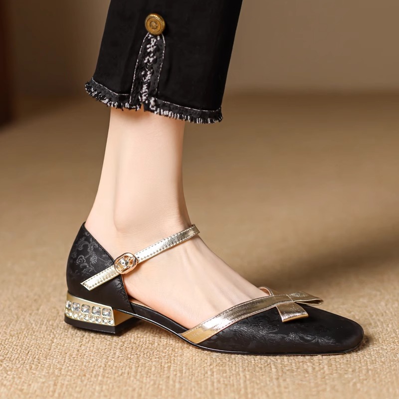 Shoes Ddmysports Women Summer New Design Commute Clunky Diamond Low Eel Black Free Shipping Outdoor